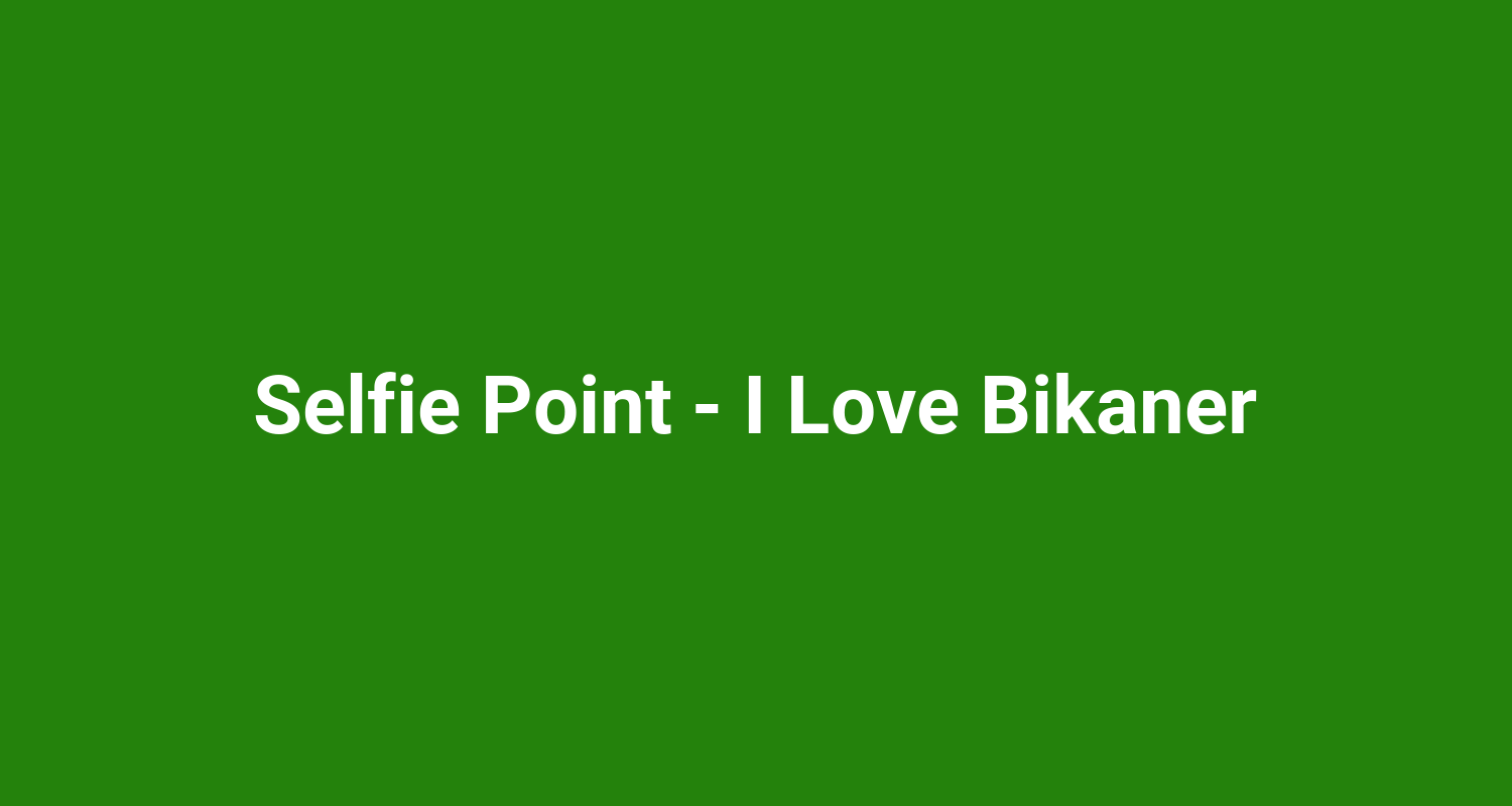 Selfie Point  I Love Bikaner