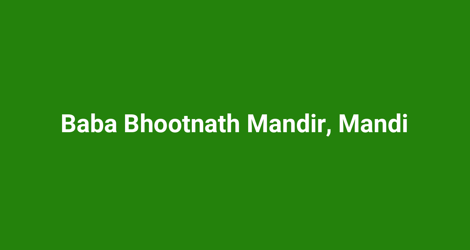 Baba Bhootnath Mandir, Mandi