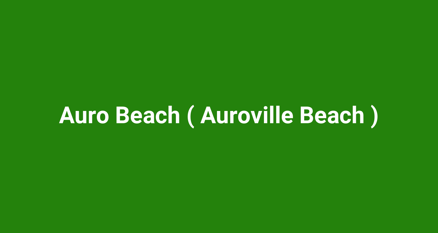 Auro Beach ( Auroville Beach )